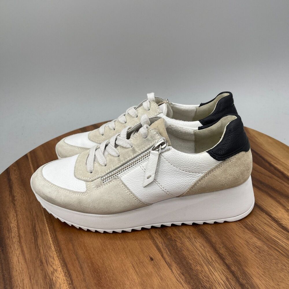 Paul Green Lively Shoes Womens 4.5 UK / 6 US Luxury White Leather Zip Sneakers - Picture 3 of 9